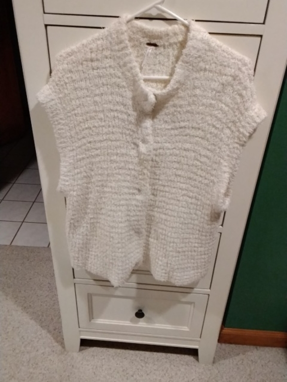 Free People Cream Short-Sleeve Button-Front Cardigan